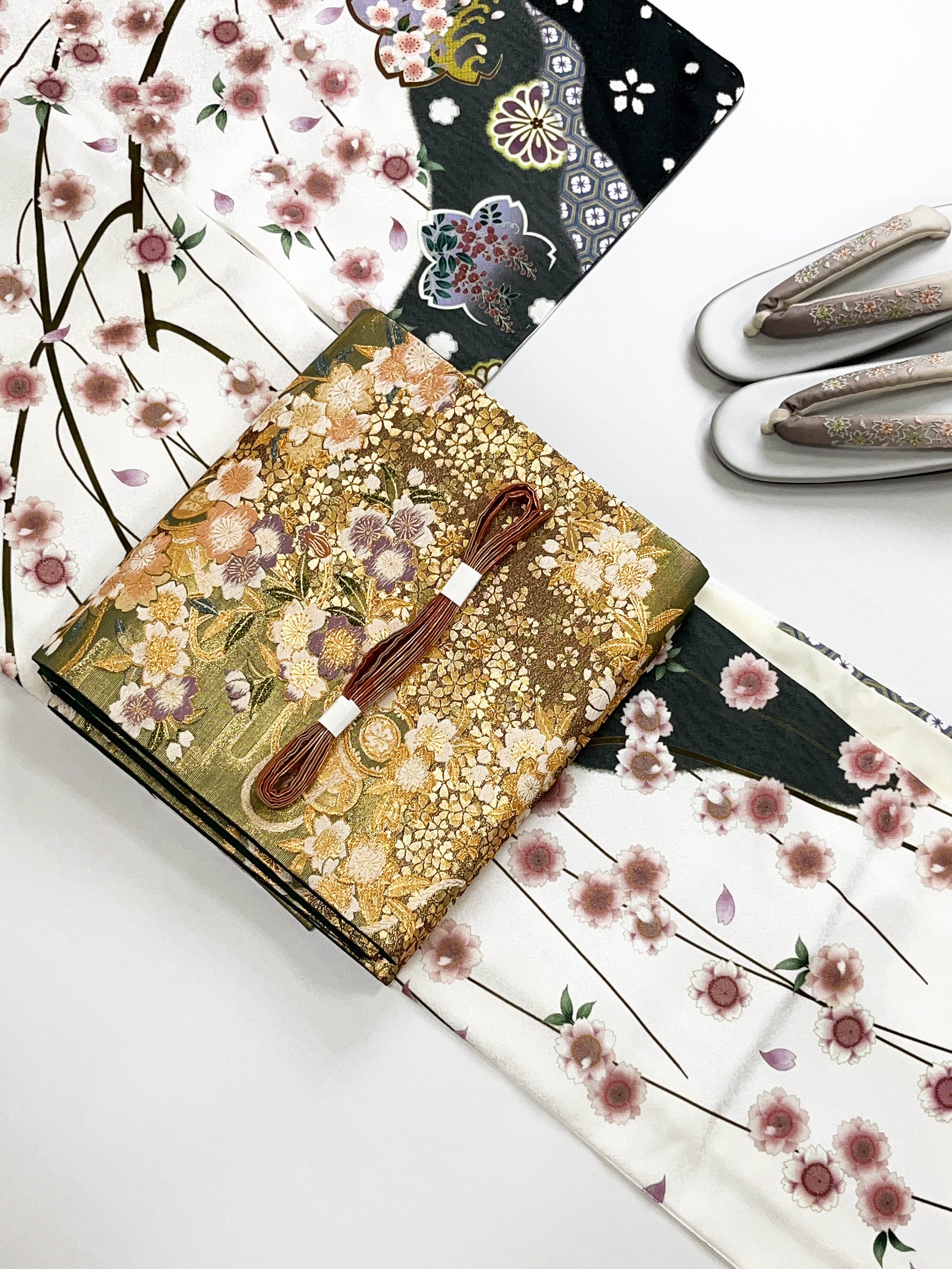 ヴィンテージ袋帯と手作り着物セット：桜柄 - Etsy 日本