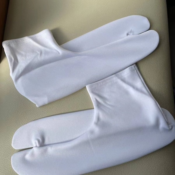 White/Black Polyester Flexible Tabi Socks for Men and Women, Kimono Socks, Japanese Split-Toe Socks,  EU32-EU46