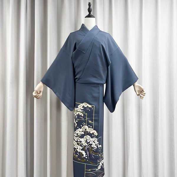 Kimono Tsukesage vintage de rang S/A+ avec écusson familial, kimono en soie, kimono traditionnel, kimono de haute qualité, A139