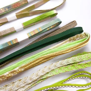 Green Obijime Collection / Japanese Kimono Cord / Obijime Belt /Japanese Kimono Accessories/ Obi Ties/ Obijime Cord/ Silk Obijime/ Q17