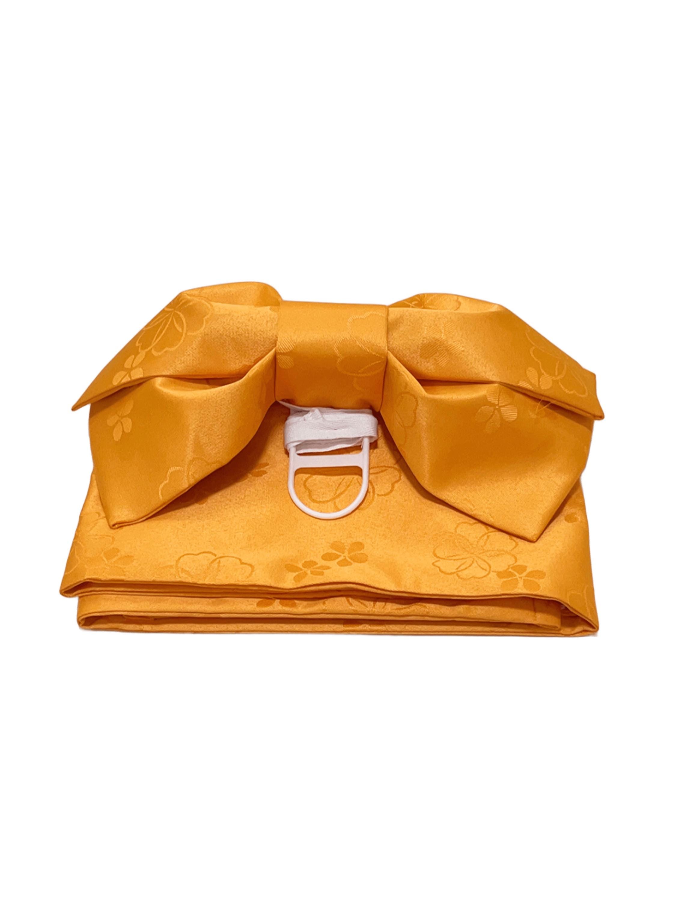 Yellow Floral Pre-tied Obi Belt 3PCS Gift Set, Butterfly Knot Obi