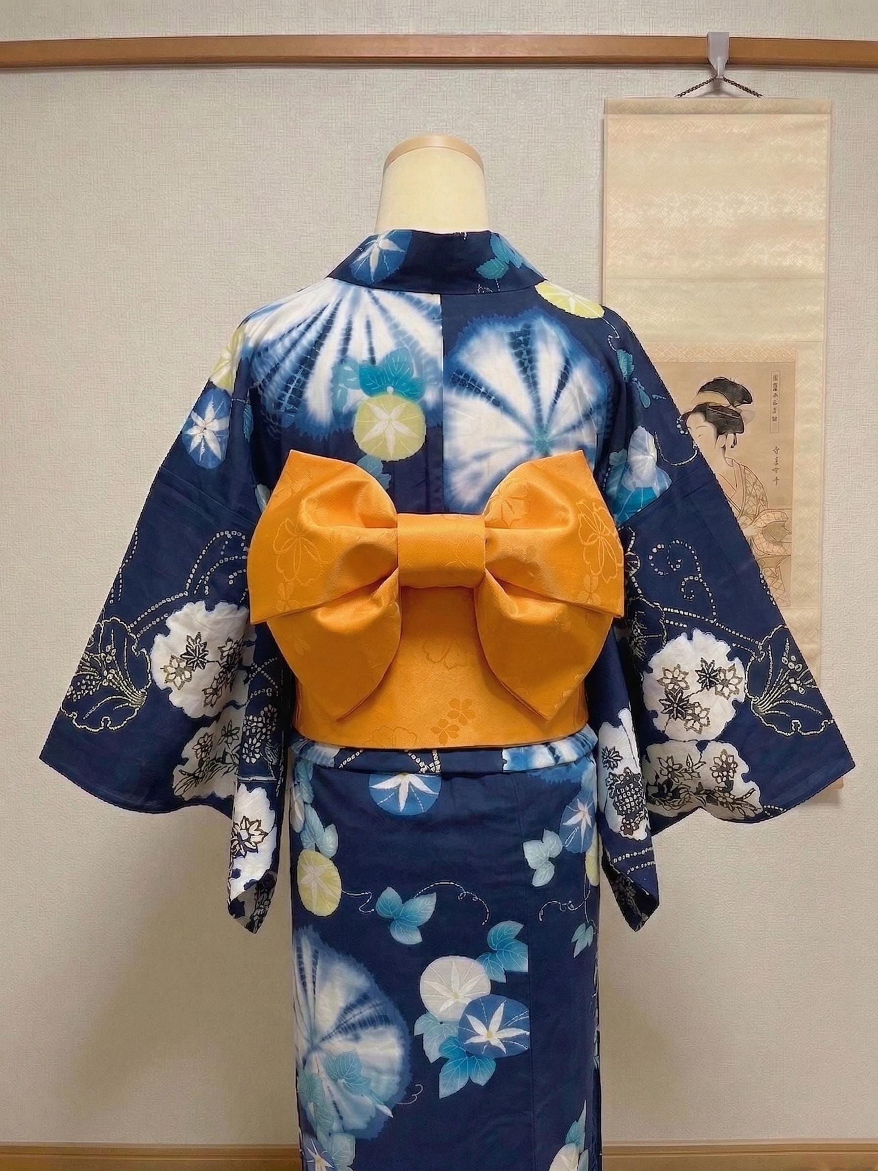 Yellow Floral Pre-tied Obi Belt 3PCS Gift Set, Butterfly  display picture 2