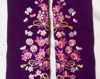 Color sombreado púrpura Han-eri, Han-eri japonés, collar de kimono (180 cm * 15,5 cm), Han-eri con bordado, HAN03