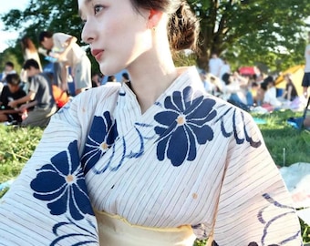 Japanese Yukata with Tsuke Obi (Optional), Women Yukata Kimono, Traditional Yukata