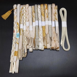 Brand New Silk Obijime Cord: White Formal Kimono Obi Ties