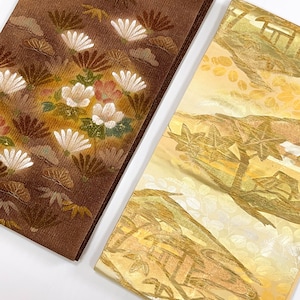 Rank B Gold Fukuro Obi Collection/Silk Obi/Vintage Kimono Obi/ OB59
