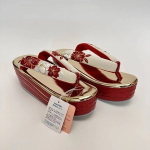 Red & Gold Luxurious Zori , Kimono Sandal, M/L size, Suitable for EU36-41