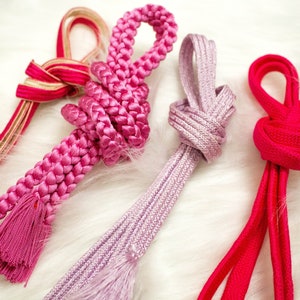Kimono Obijime / Japanese kimono cord / Obijime Belt / Japanese Kimono Accessories/ Red & Pink Gold obijime/C04