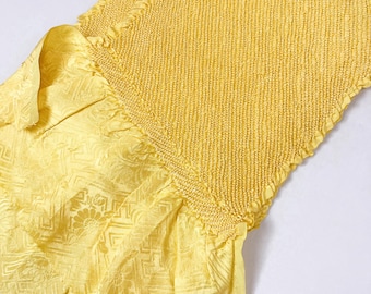 Vintage Yellow Silk Obiage: Kimono Sash, Good Condition