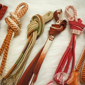 Rank A/ Elegant Kimono Obijime / Japanese kimono cord / Obijime Belt / Japanese Kimono Accessories/ Obijime set/ Scarlet and Maroon/C01