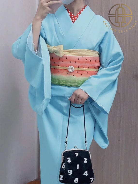 Watermelon Double Sided Hanhaba, Creative Yukata Obi Belt - Etsy display picture 3