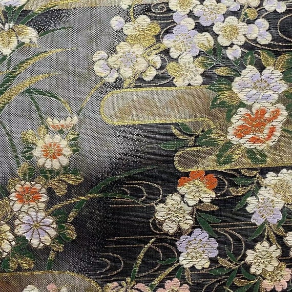 花柄シルク袋帯：日本のヴィンテージ着物帯（ランクA） - Etsy 日本