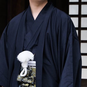 Men&#39;s Kimono 3PCS Set: Nagagi, Obi & Haori Jacket - Custom Kamon (Family Crest)