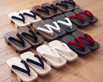 Japanese Men's Two Teeth Geta Wooden Sandals, Large Size Available, Uchiwa Fan, Kinchaku Bag, Men's Yukata Accessory Gift Set