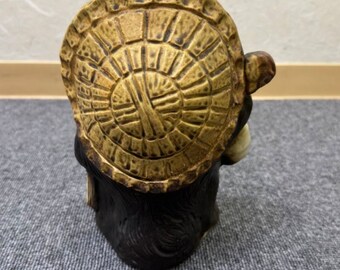 シカ壺　置物 Vintage Shigaraki Yaki Tanuki Statue Set: Japanese Raccoon Dog