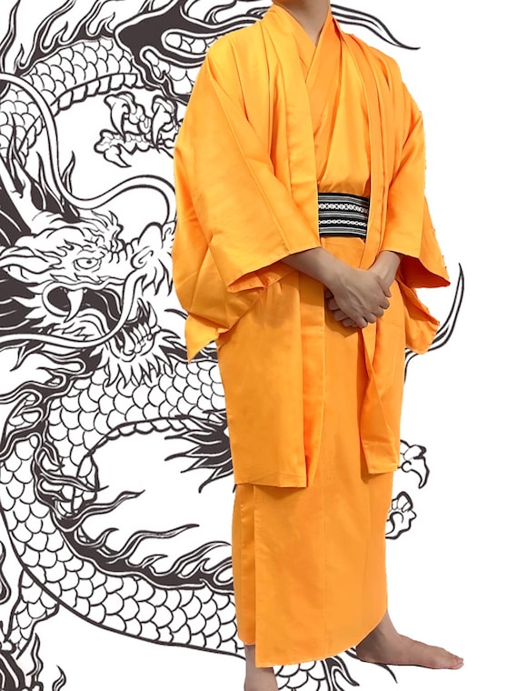 Men's Royal Dragon Kimono 3-piece Set: Kimono, Haori Jacket, Obi