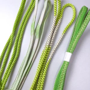 Green Silk Obijime Cord: Japanese Kimono Belt Accessory (Q16)