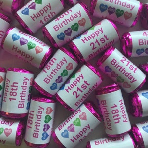 Birthday mini love heart sweets 13th 16 18 21st 30th 40th 50th 60th 65th 70th 80th 90th 100th QZR