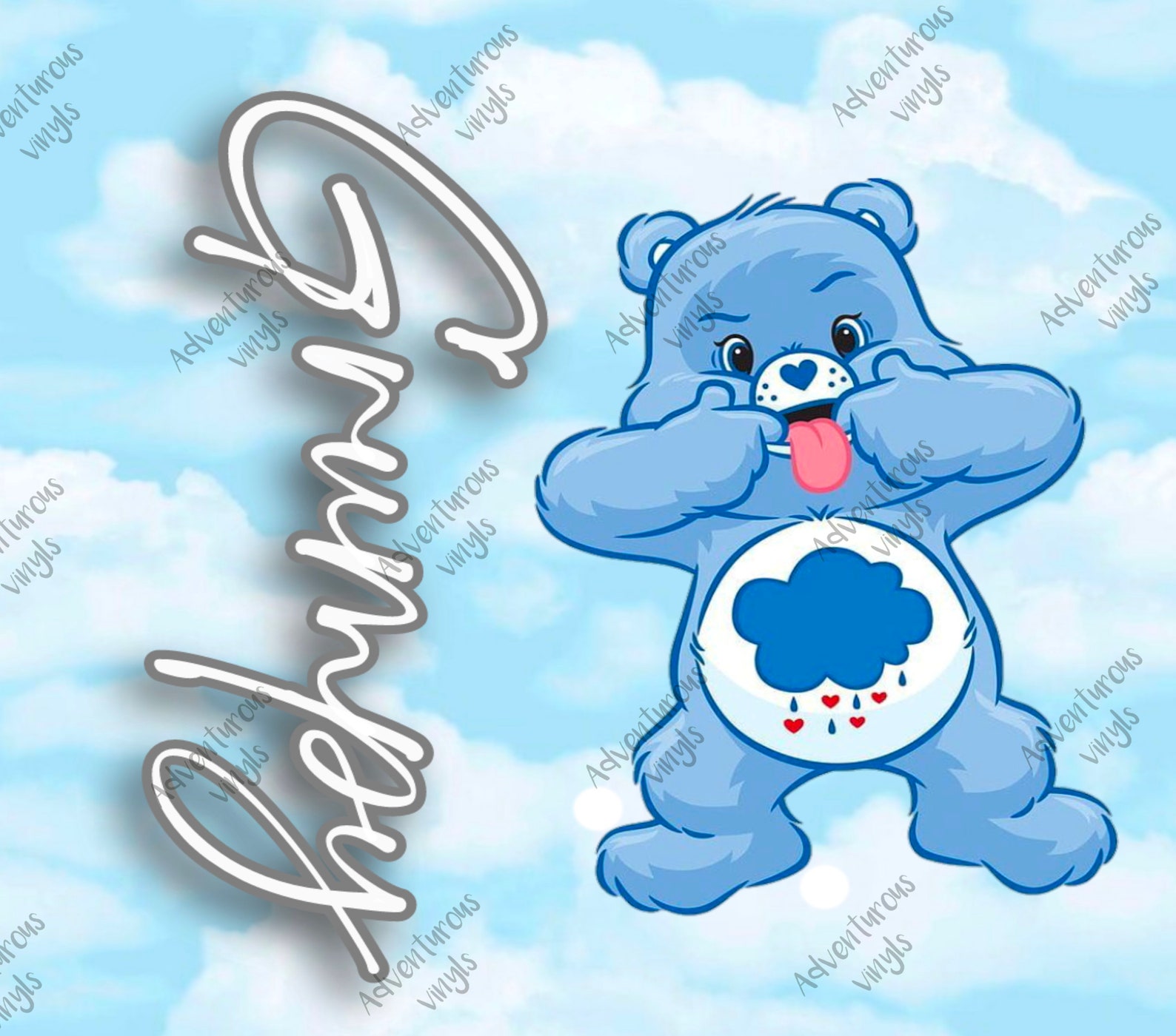 Grumpy Care Bear Tumbler Png Care Bear Tumbler Wrap Grumpy Bear Png