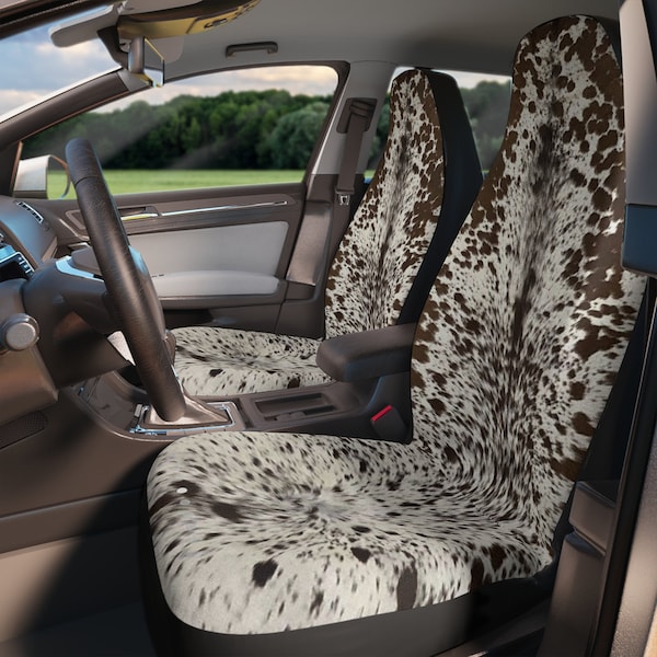 Rustic Elegance, Realistic Cowhide Print, Farmhouse Vibes, Chic Cattle Couture, Car Seat Upgrade, Country Charm Commute, Authentic Design