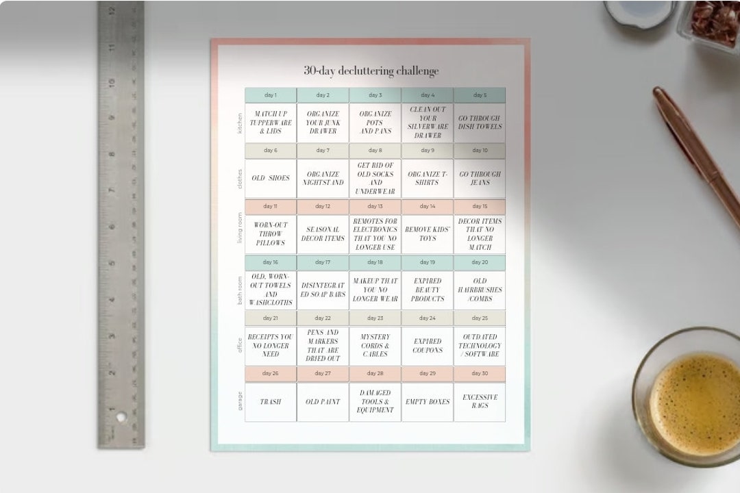 Declutter Challenge Minimalism Organization Printable Decluttering ...