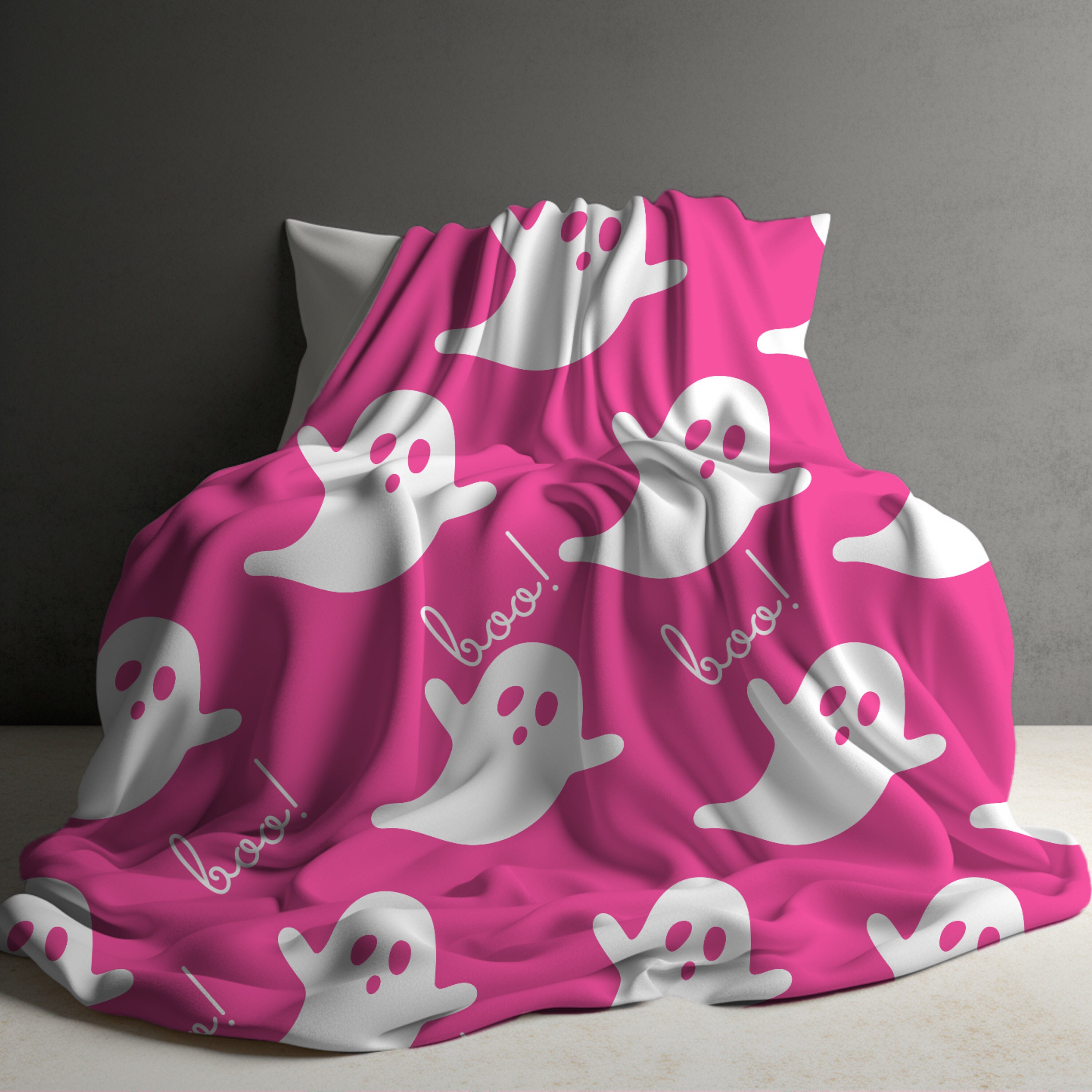 Tiktok Viral Pink Preppy Ghosts Minky Blanket Dupe the Ultimate Cozy and Trendy Must have Double Sided Print Etsy Canada
