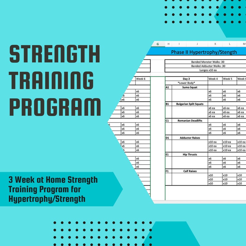 At Home Strength Training Program for Hypertrophy/strength Phase II Etsy