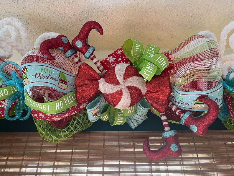 Elf Candy Land Garland Christmas Garland Deco Mesh Garland Etsy