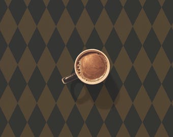Checkered Diamond Wallpaper in Brown and Dark Gray Black / Peel and Stick / Traditional / Geometric / Moody / Harlequin / Art Deco /