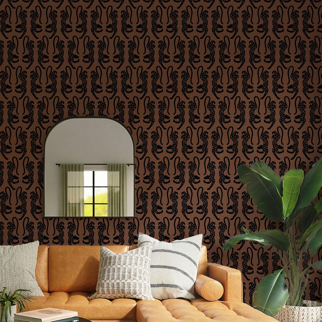 Leopard Print Wallpaper in Brown and Black / Peel and Stick ...