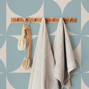 Carta da parati geometrica audace in blu polvere e beige / Stacca e attacca / Tradizionale / Retro / Vintage / Moderno di metà secolo / Astratto /