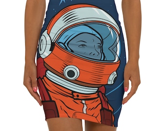 Retro Astronaut Illustrated Women's Mini Skirt