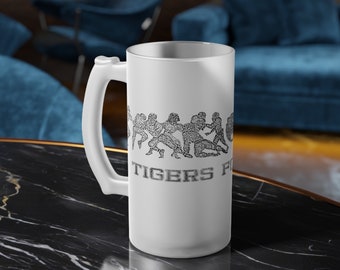 Tigers Football Throwback Rubbing Frosted Glass Beer Mug