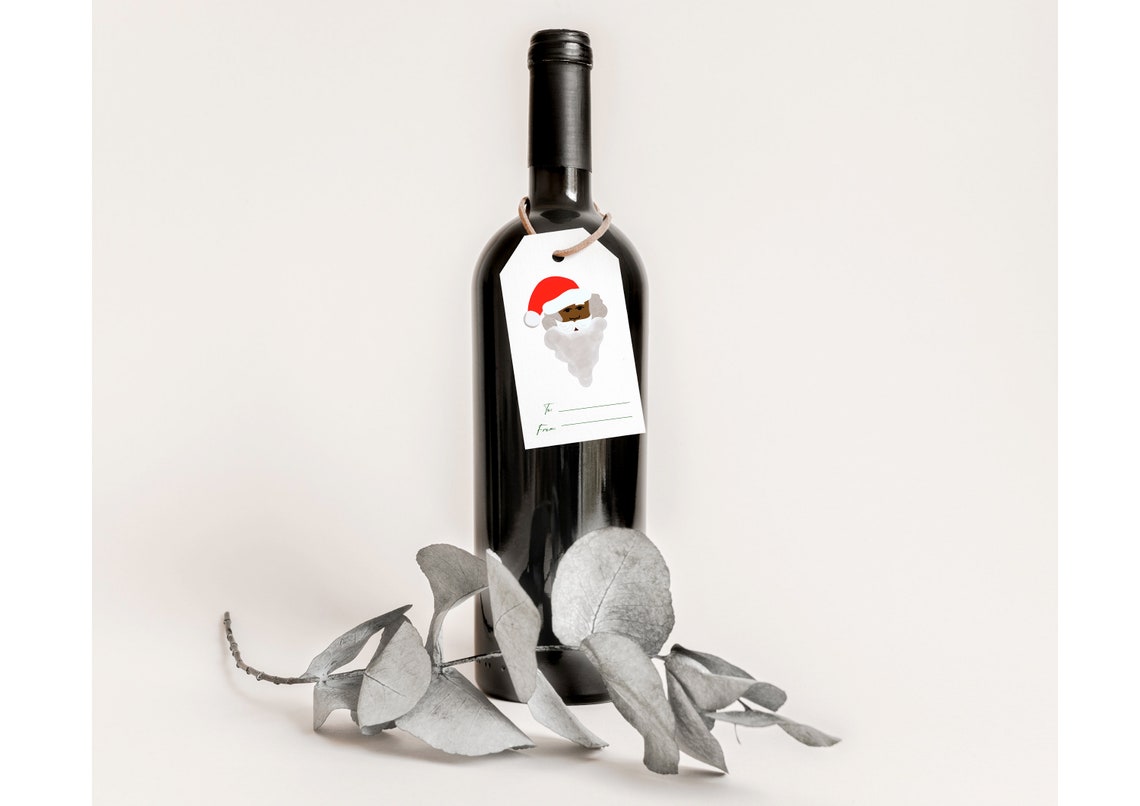 Printable Christmas Tags Black Santa Claus Gift Tag Holiday - Etsy