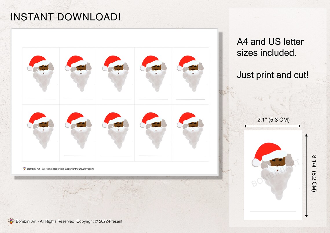 Printable Christmas Santa Gift Tags. 3 Images, Instant Download Mexican ...