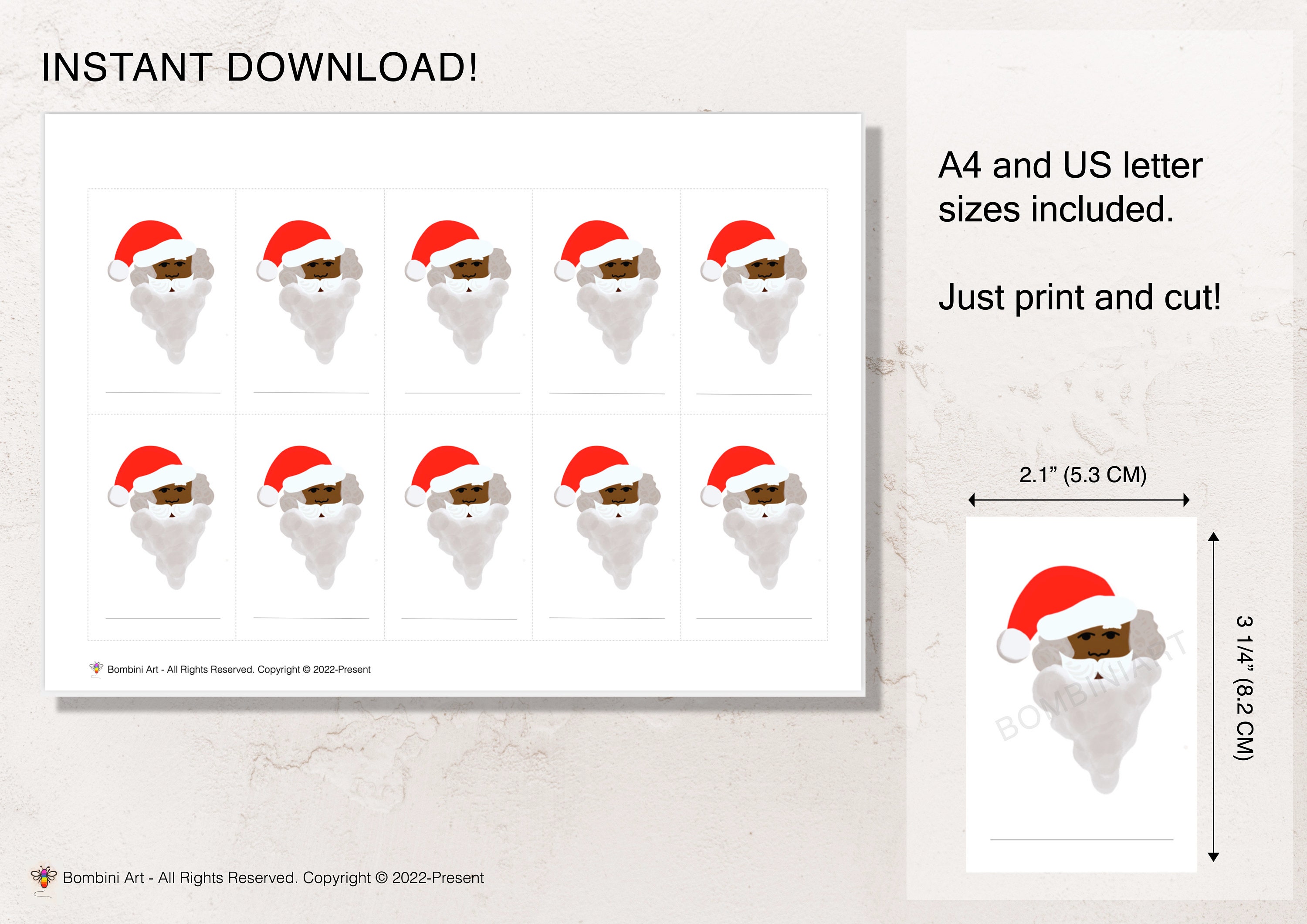Printable Christmas Santa Gift Tags. 3 Images, Instant Download Mexican ...