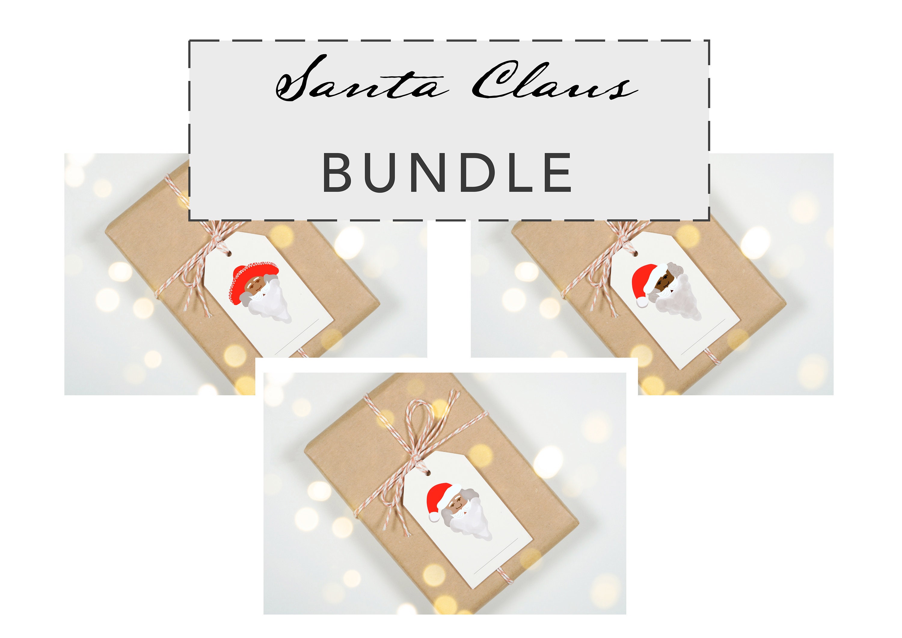 Printable Christmas Santa Gift Tags. 3 Images, Instant Download Mexican ...