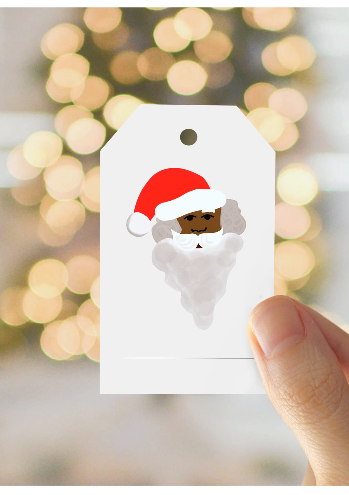 Printable Christmas Tags, Black Santa Claus Gift Tag, Holiday, Festive ...