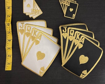 Vintage Poker Black White Gold Club Gambling Vegas WPT Souvenir  Applique Sew Patch Party Bachelor Ace King Queen Jack