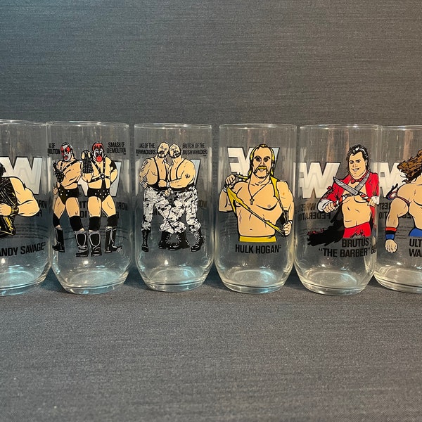 Vintage 1988 1990 WWF Titan Sports Glasses - Very Rare - Made in Canada (No U.S. Release), Official World Wrestling Federation