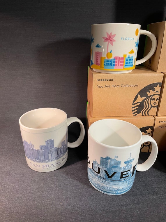 Starbucks Texas Coffee Mug with Limited Edition Texas Starbucks  Gift Card Collectible No Value, Been There Series Across The Globe  Collection White Orange Blue Ceramic Cup Gift Set, 14 FL