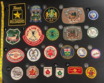 Hunting Vintage Deer Ontario Handgun Revolver Arms Shooting Pistol Sports Club Fishing Sew Patch Embroidered PATCHES Hat Jacket USA Texans