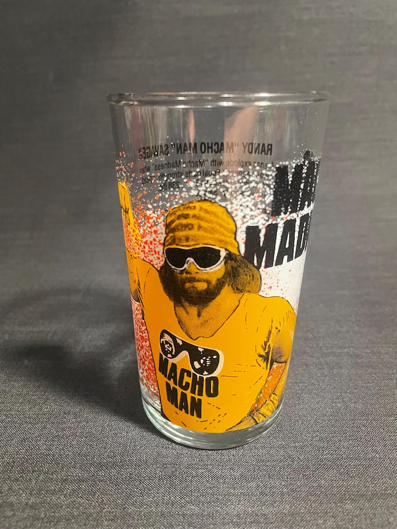 Vintage 1988 1990 WWF Titan Sports Glasses - Very Rare - Made in Canada (No U.S. Release), Official World Wrestling Federation Macho Man 1988
