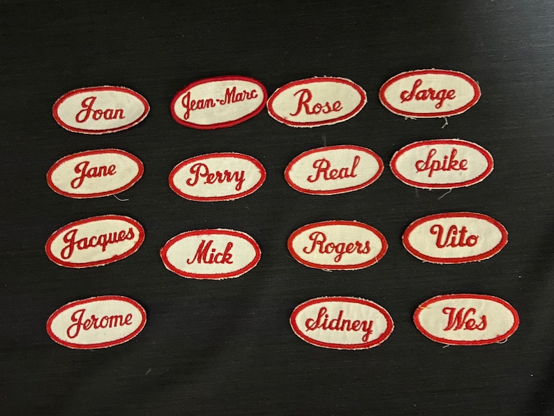 Vintage RED Oval Uniform Name Patches Names PICK One PATCH Industrial