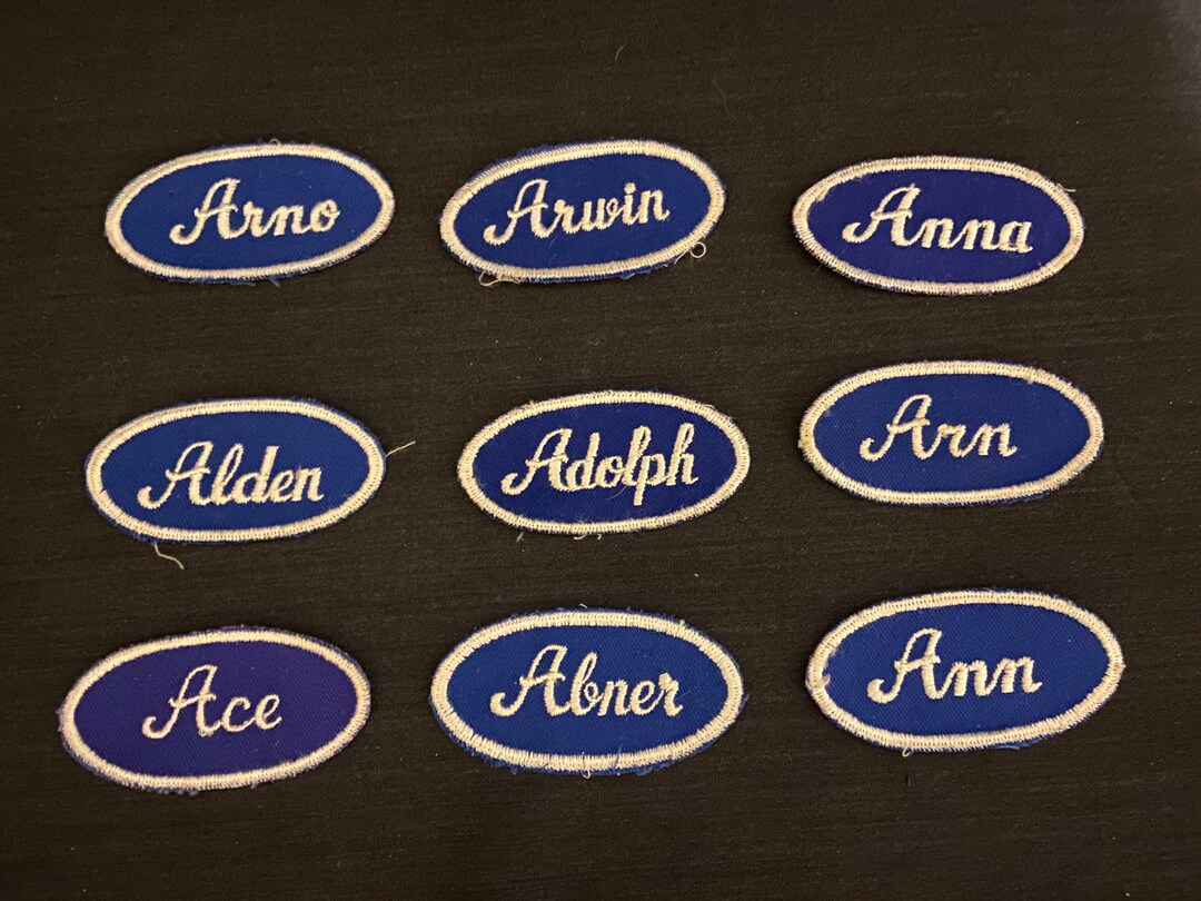 Vintage Blue Oval Uniform Name Patches Names PICK ONE PATCH Industrial