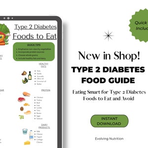 Type 2 Diabetes Food List Printable Handout for Diabetes Awareness-Instant Download for Healthy Diabetic Food List-Nutrition Guide