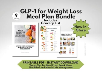 GLP1 Diet Plan Bundle: Weight Loss Meal Planning, Side Effect Tips (PDF)