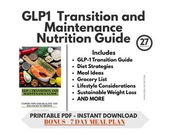 GLP-1 Weight Loss Meal Plan Bundle: Diet Tips, Grocery List (digital Download)