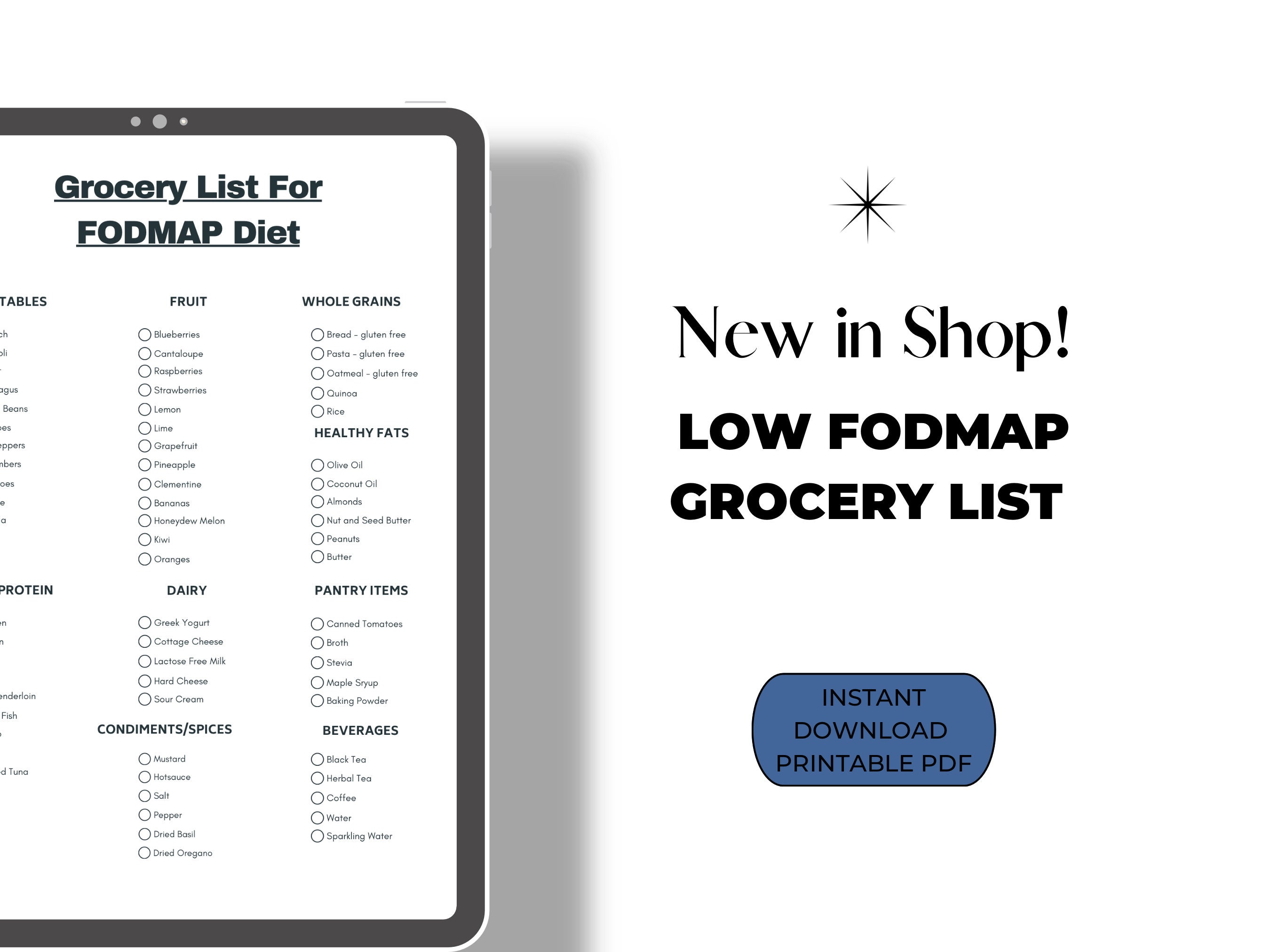 FODMAP Grocery List Printable for FODMAP Meal Planning With Instant FODMAP Grocery List Printable for FODMAP Meal Planning With Instant