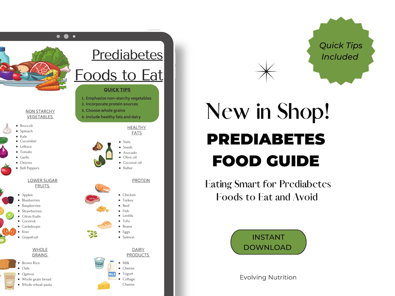 Prediabetes Food List Printable Handout for Diabetes Awareness-instant ...